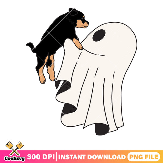 Baby black dog rottweiler png, ghost costume png, halloween scary png