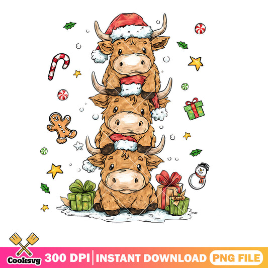 Baby buffalo christmas png, merry christmas png, christmas gifts​ png