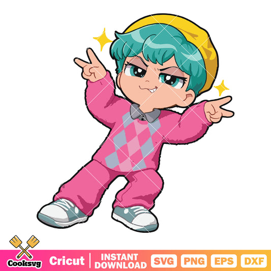 Baby chibi shiny hi pose svg, kpop huntrix svg, baby saja svg