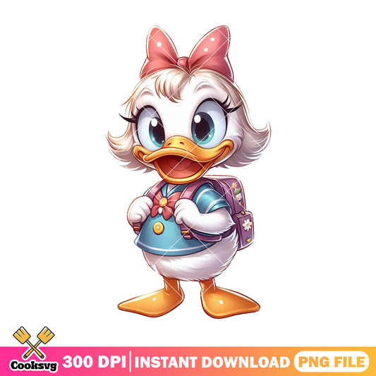 Baby daisy duck design png, back to school art png, disney world png