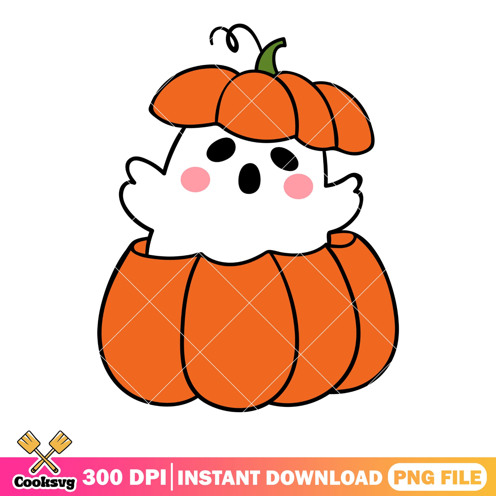 Baby ghost stuck in pumpkin png, ghost costume png, halloween night png 