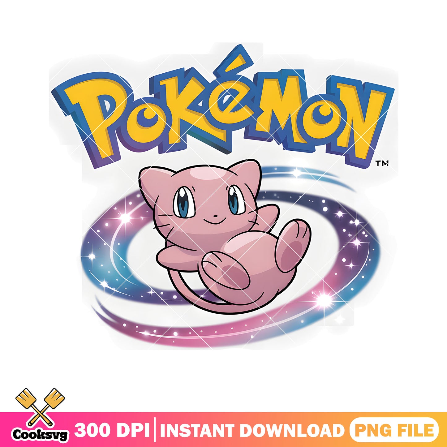 Baby mew galaxy poster png, pokemon mew png, pokemon card png