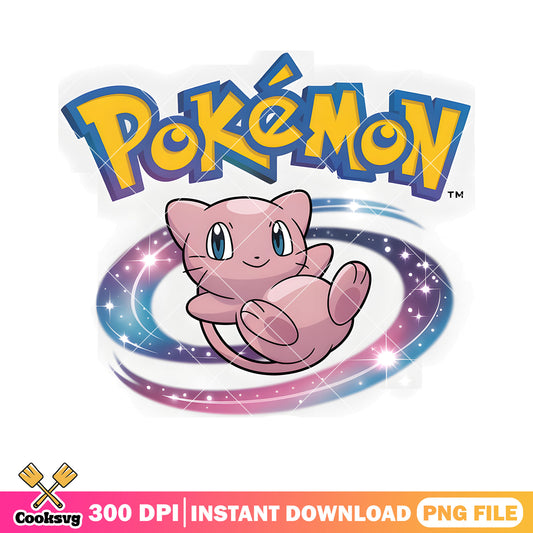 Baby mew galaxy poster png, pokemon mew png, pokemon card png