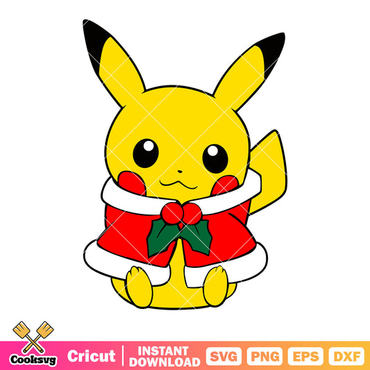 Baby pokemon character svg, santa claus costume svg, pikachu​ svg