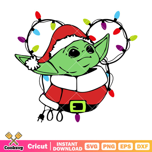 Baby yoda christmas lights svg