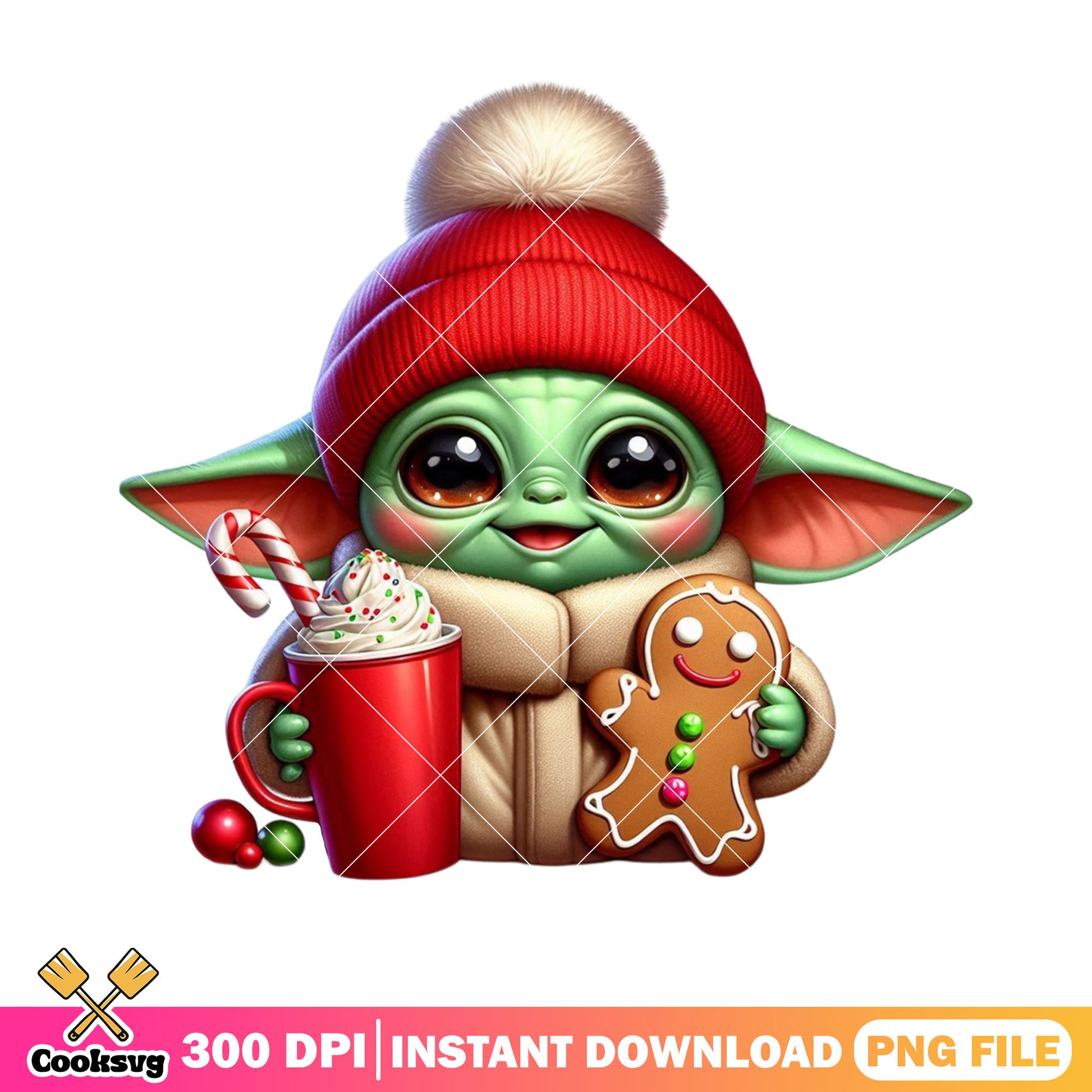Baby yoda decoration​ png, baby yoda santa hat png, baby yoda cute png