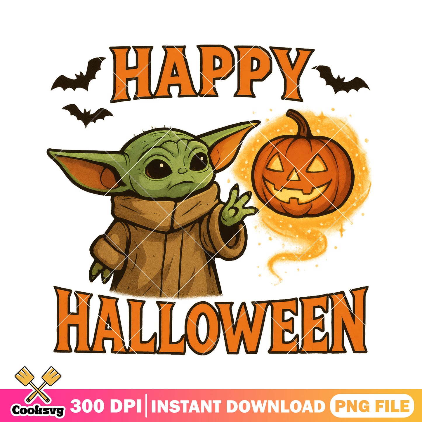 Baby yoda halloween png, happy halloween png, baby yoda​ png