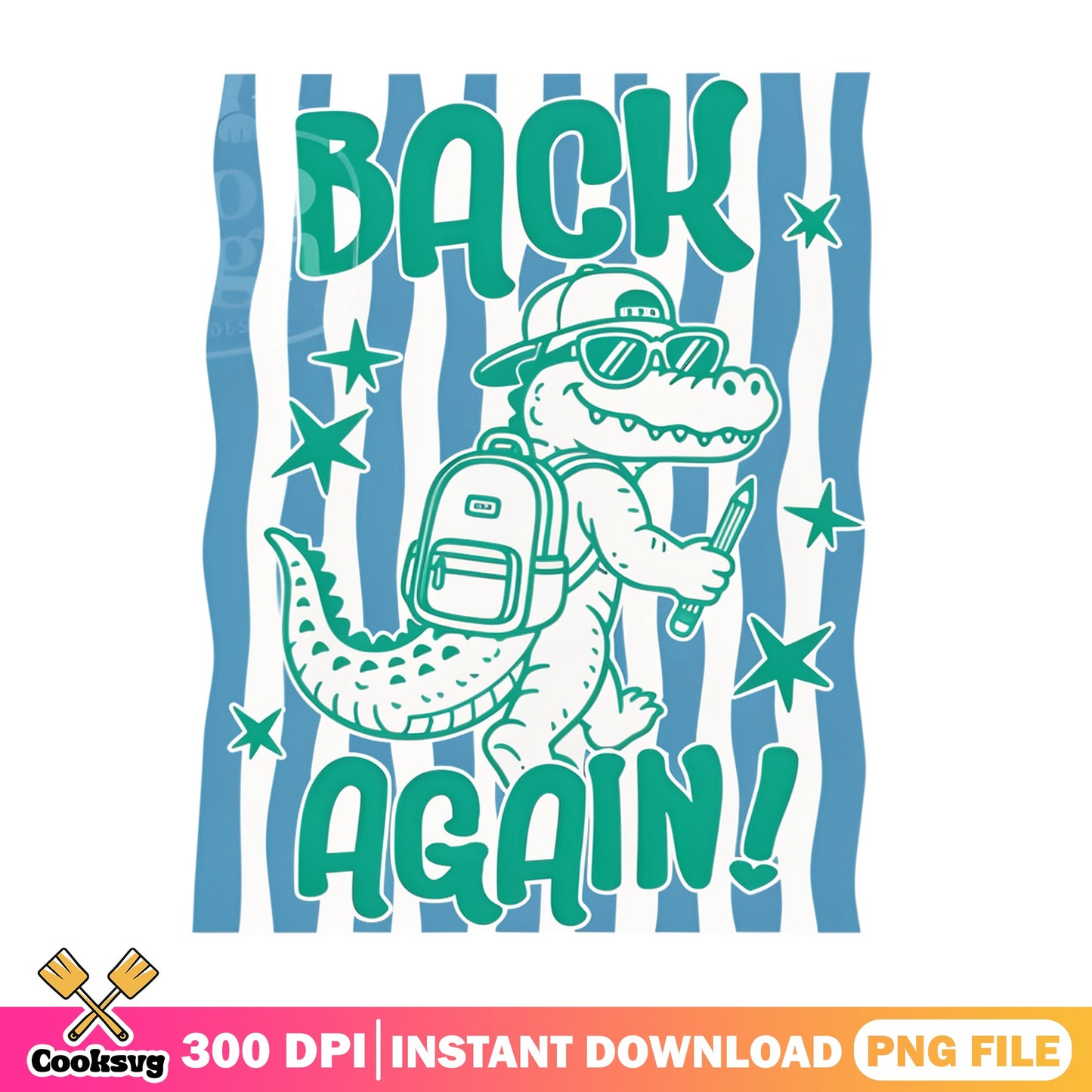 Back To School Alligator PNG, Funny Crocodile PNG, Kids PNG