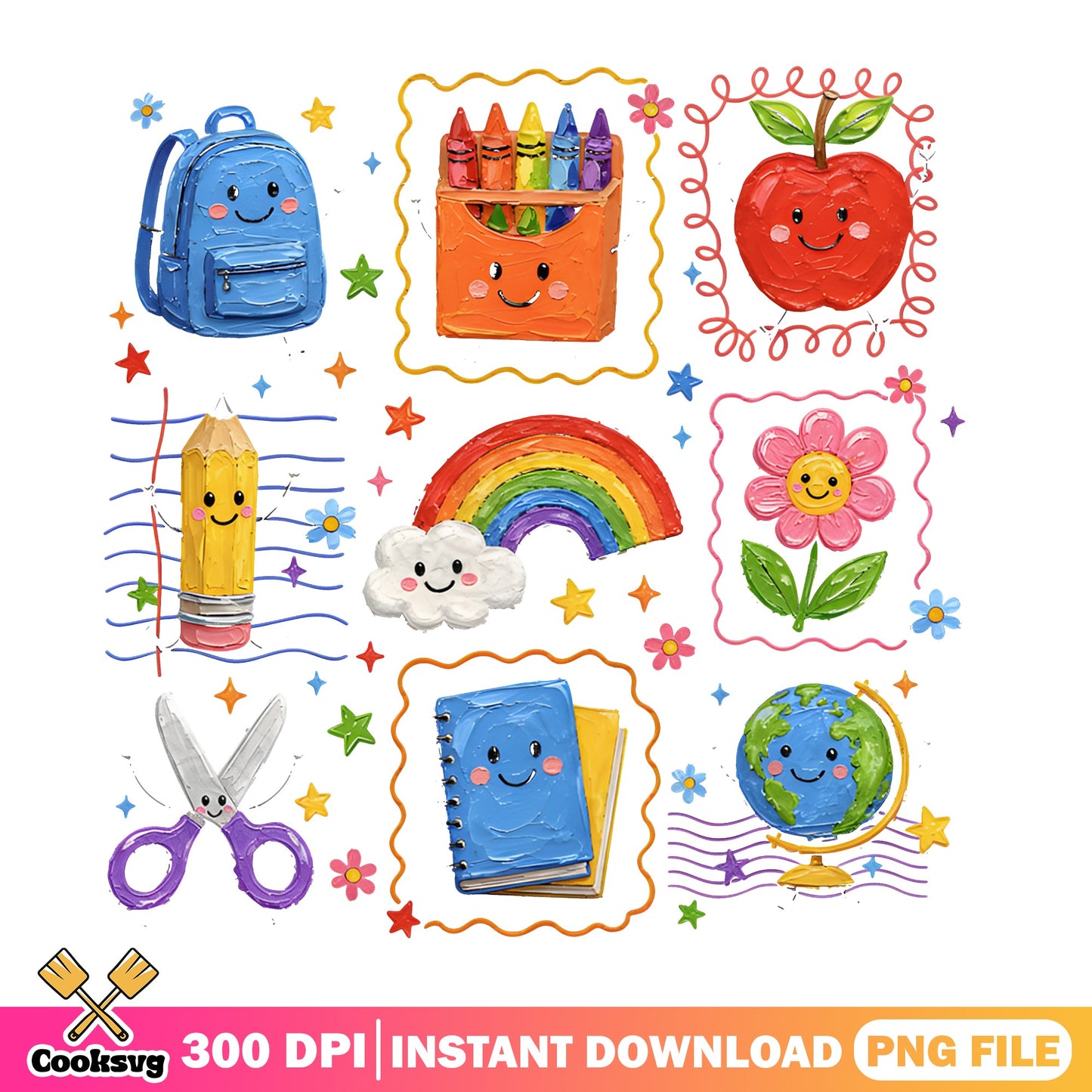 Back To School Clipart Bundle PNG, Cute School PNG, Teacher PNG