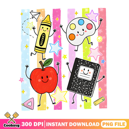 Back To School Cute Characters PNG, Teacher PNG, School PNG