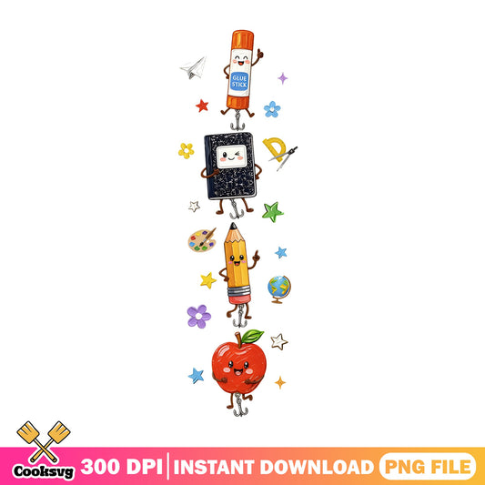 Back To School Cute Characters PNG, Teacher PNG, School Supplies PNG