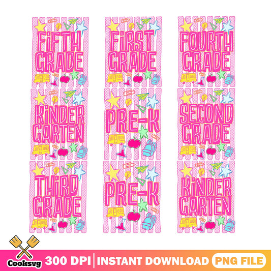 Back To School Grade Bundle PNG, First Day Of School PNG, Teacher PNG