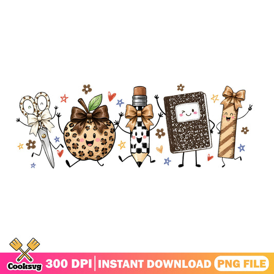 Back To School Leopard Teacher PNG, School Supplies PNG, Teacher PNG