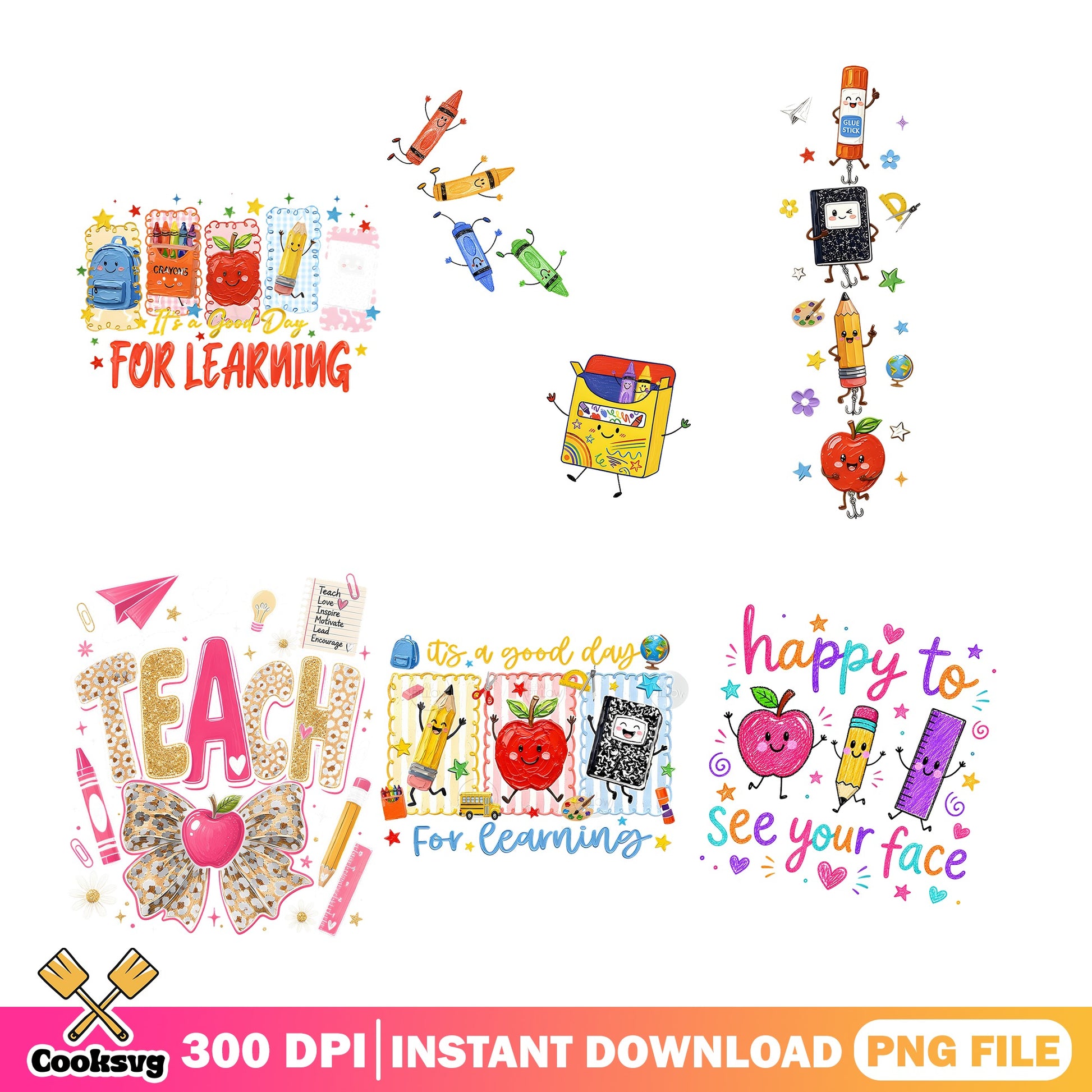Back To School PNG Bundle, Teacher Teach PNG, Good Day For Learning PNG