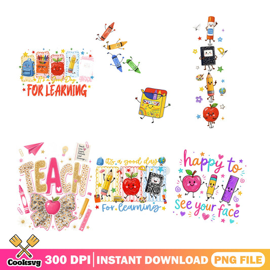 Back To School PNG Bundle, Teacher Teach PNG, Good Day For Learning PNG