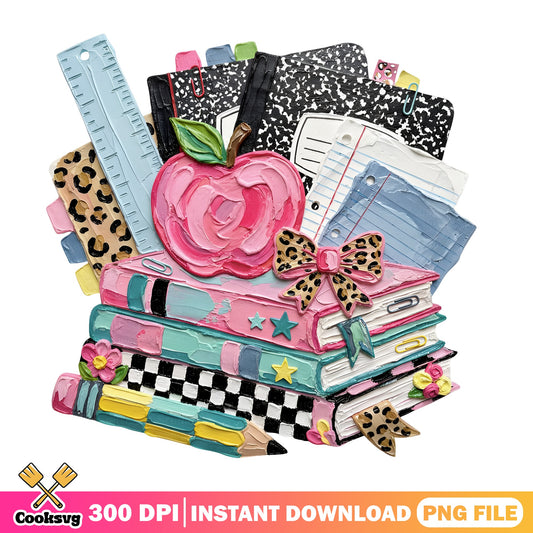 Back To School PNG, Teacher Apple Books Clipart, School PNG
