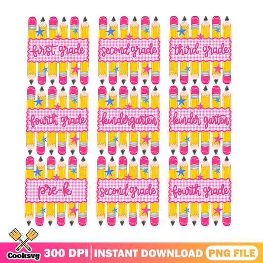 Back To School Pencil Grade Bundle PNG, Teacher PNG, Kindergarten PNG