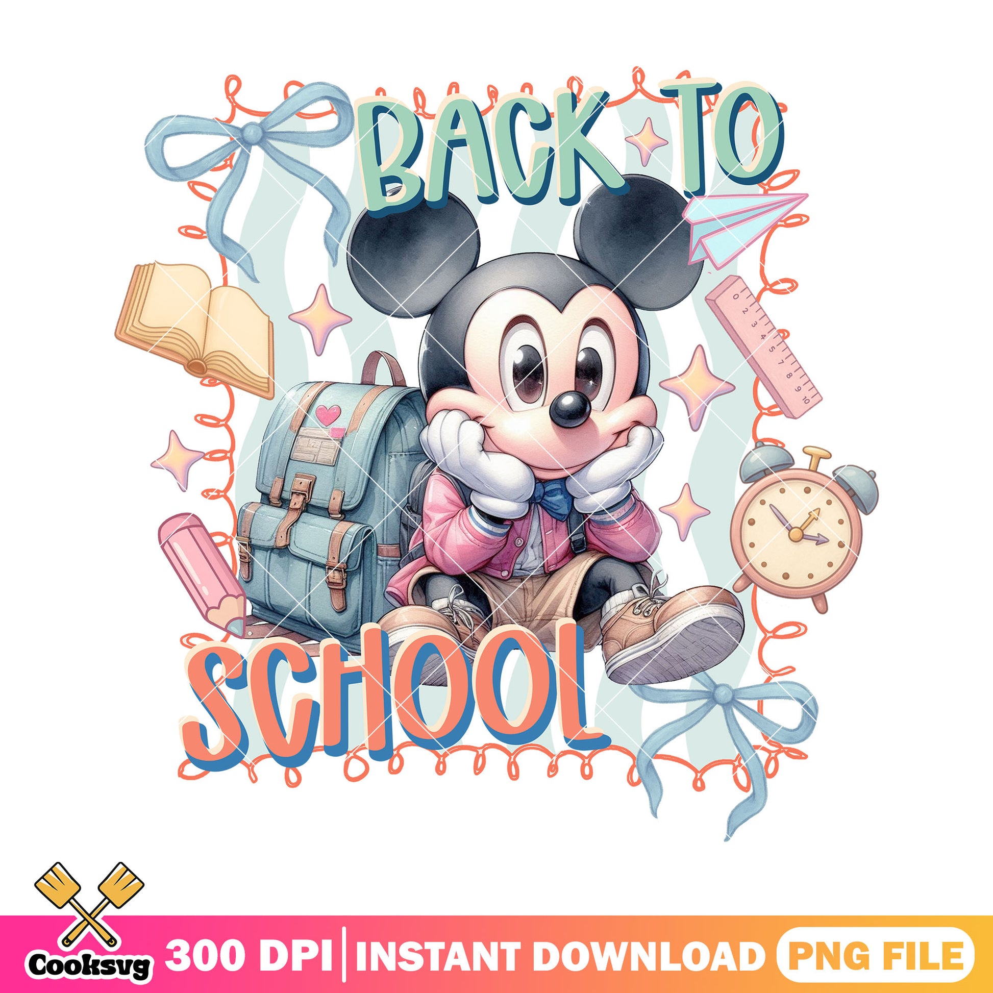 Back school with mickey png, happy back to school png, disney art png