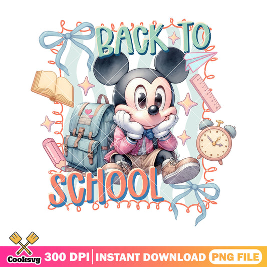 Back school with mickey png, happy back to school png, disney art png
