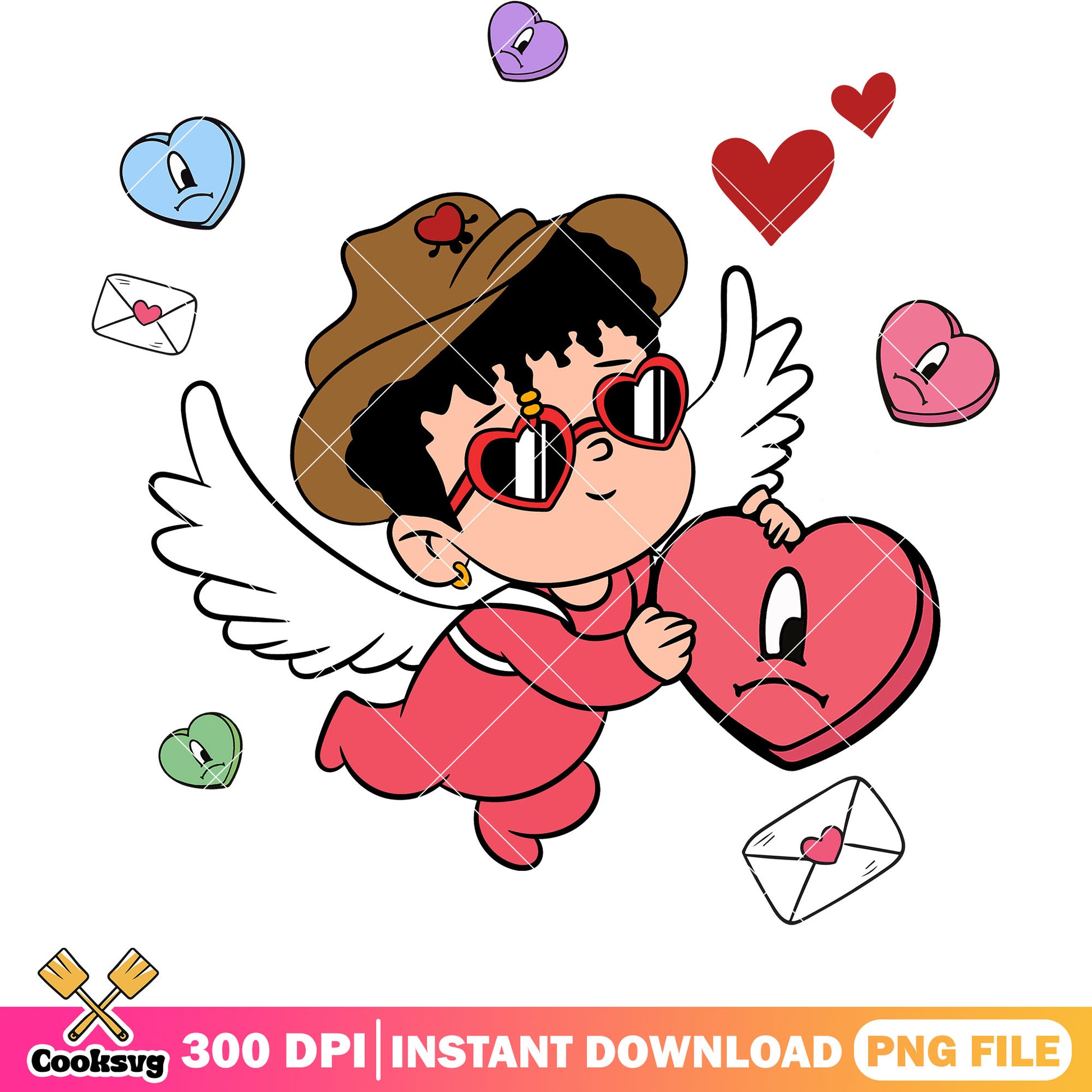 Bad bunny benito cupid valentine png, bad bunny valentine png