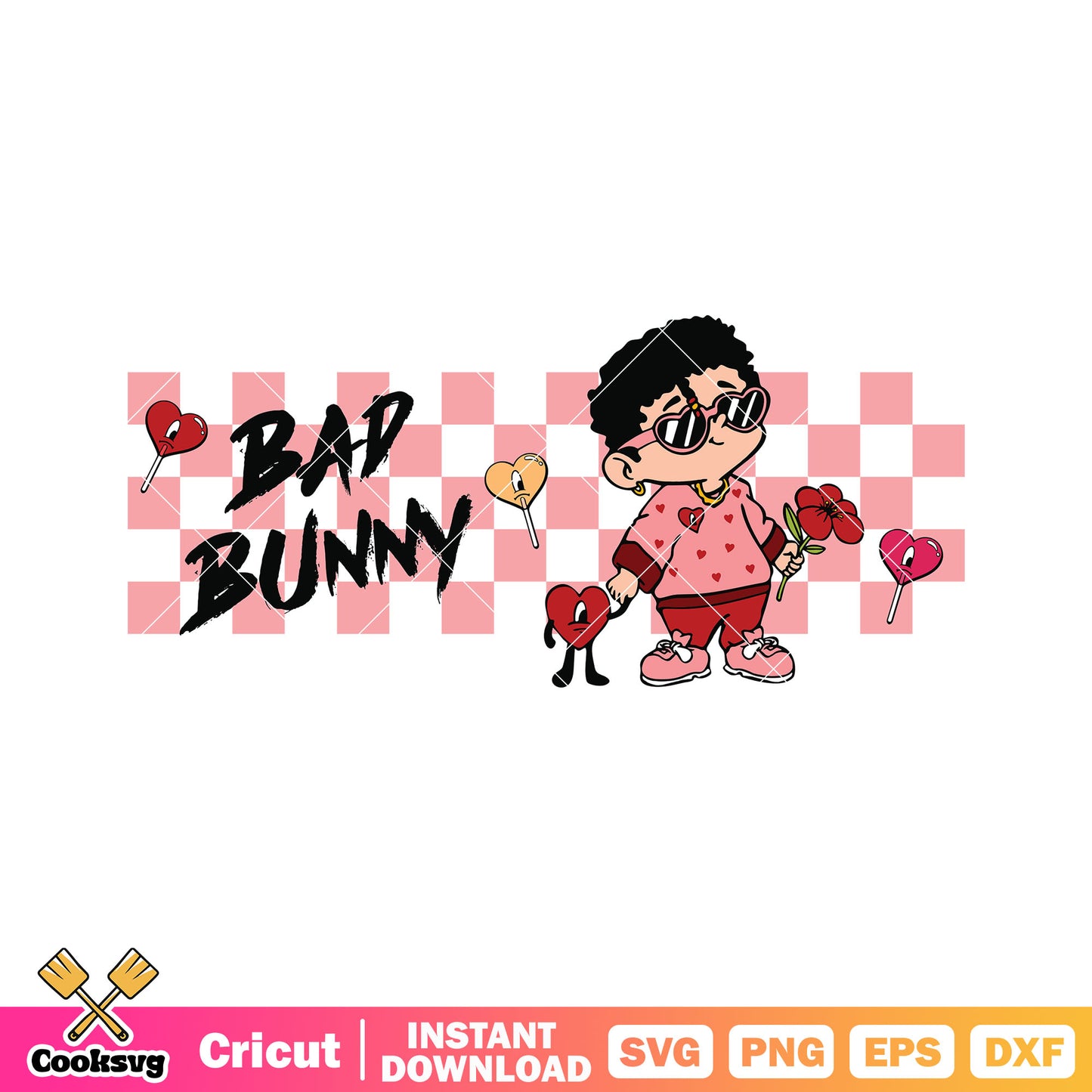 Bad bunny benito pink valentine svg, bad bunny svg, pink valentine svg