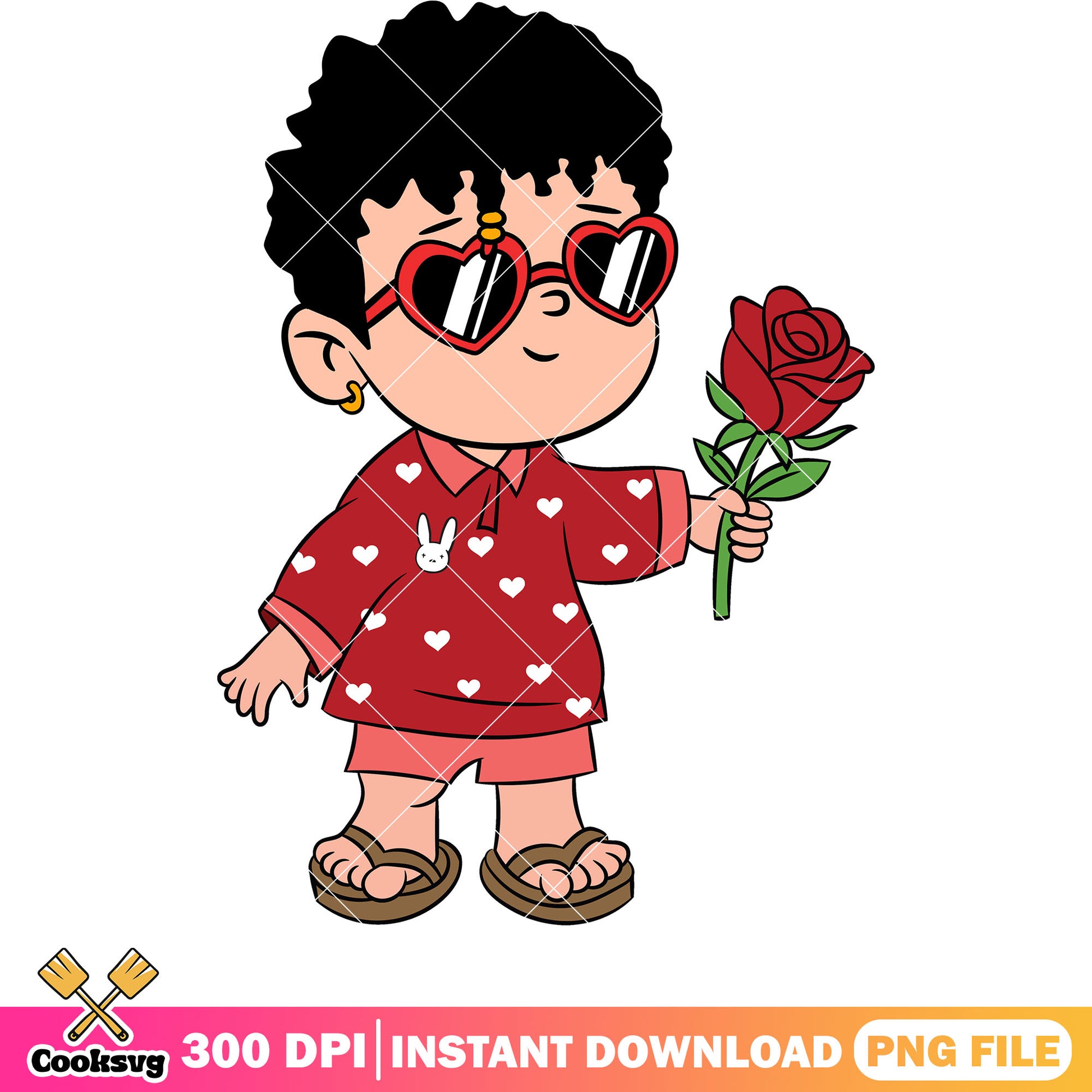 Bad bunny benito rose valentine png, love valentine png, bad bunny png