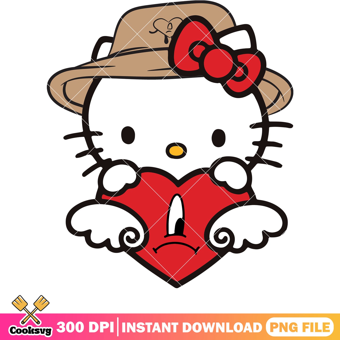 Bad bunny hello kitty valentine design png, hello kitty valentine png