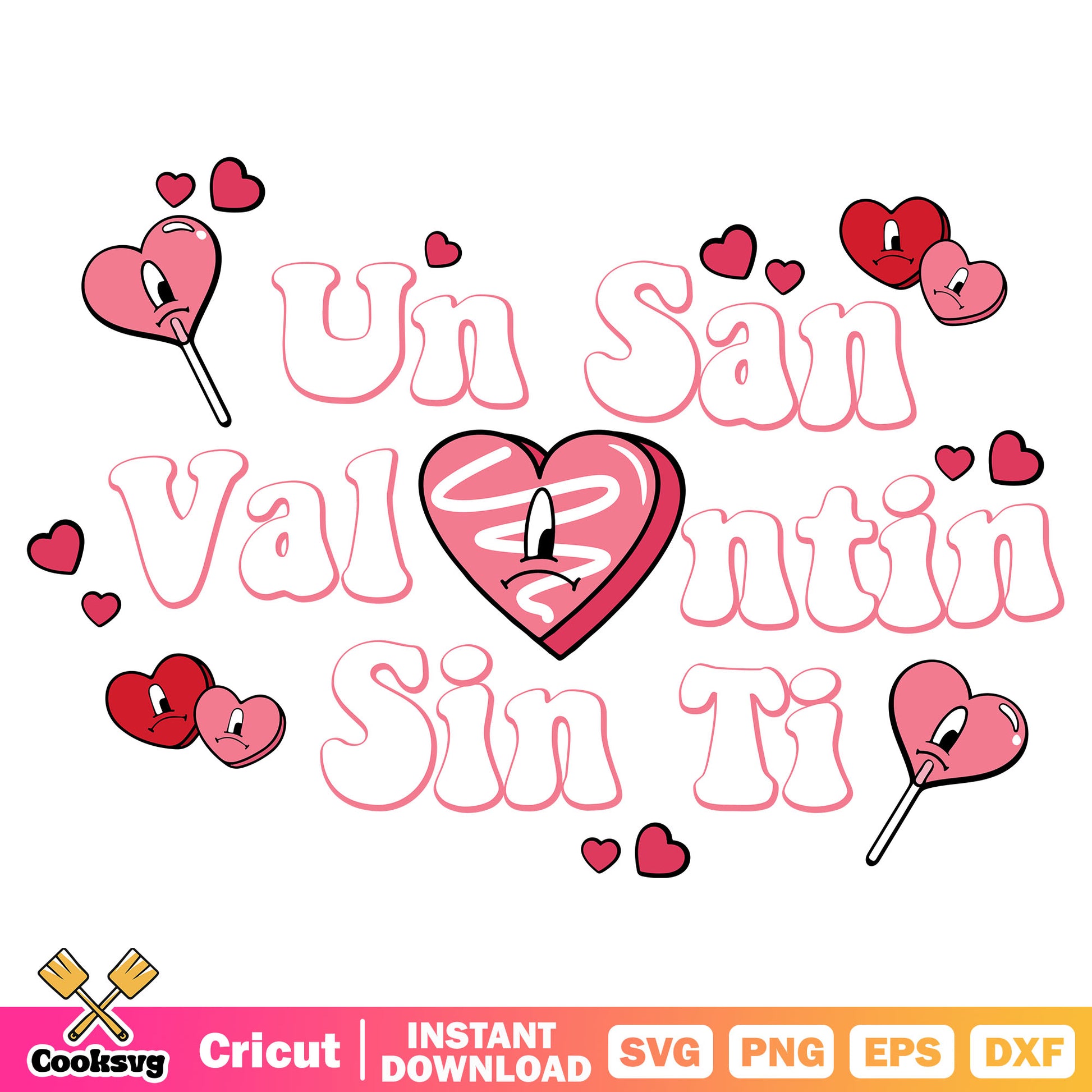 Bad bunny pink un san valentin sin ti svg, bad bunny valentine svg