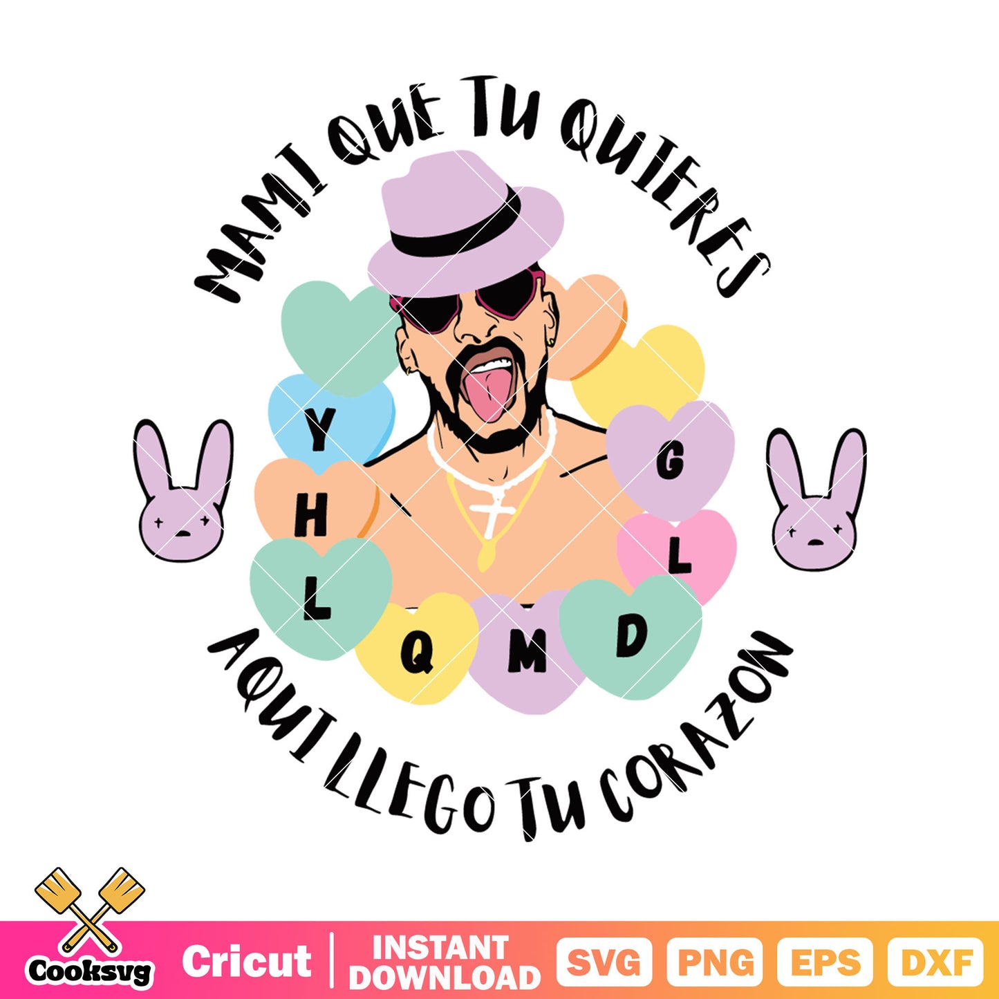 Bad bunny valentine vibes svg design, bad bunny valentine svg