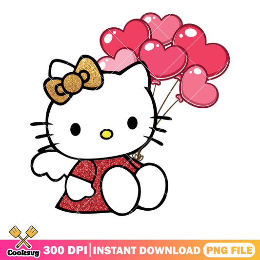 Balloon hello kitty poster png, sanrio valentine png, valentine png