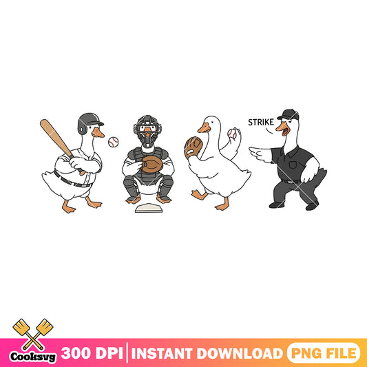Baseball goose strike png, baseball sport png, funny poster png