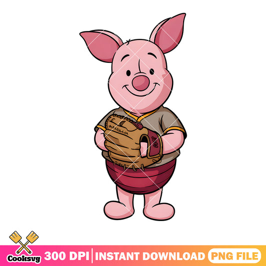 Baseball piglet poster png, winnie the pooh piglet png, piglet png