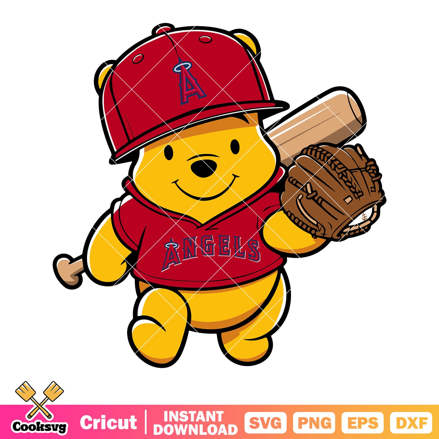 Baseball player svg, winnie the pooh svg, los angeles angels svg