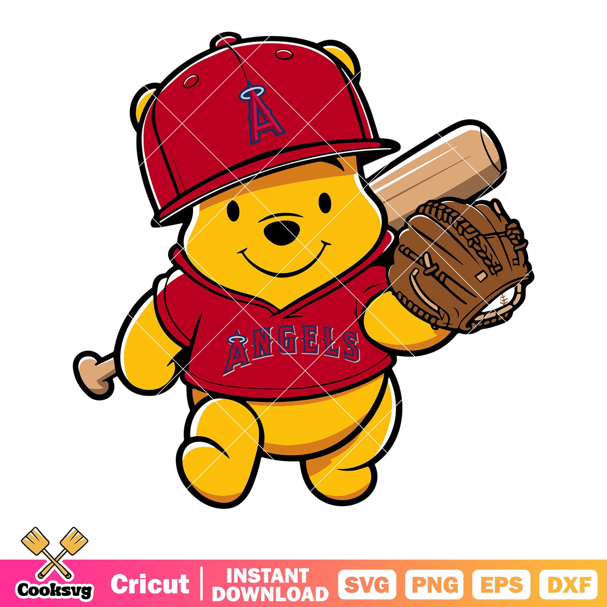 Baseball player svg, winnie the pooh svg, los angeles angels svg