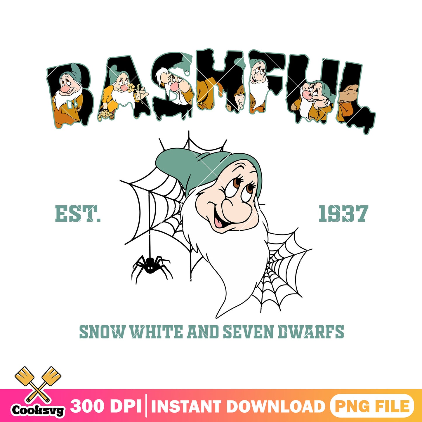 Bashful est 1937 black png, bashful dwarf​ png, disney movies png