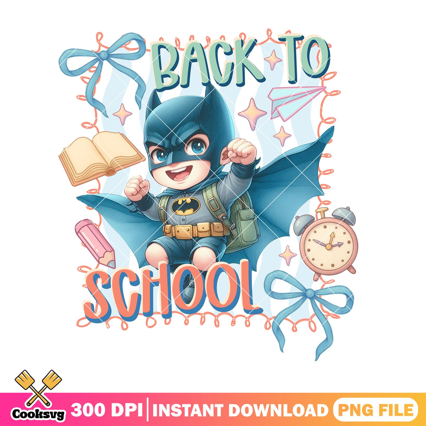Batman back to school png, back to school day png, dc art png
