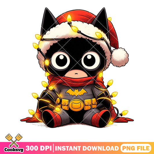 Batman christmas sweater​ png, batman lights png, batman santa hat png