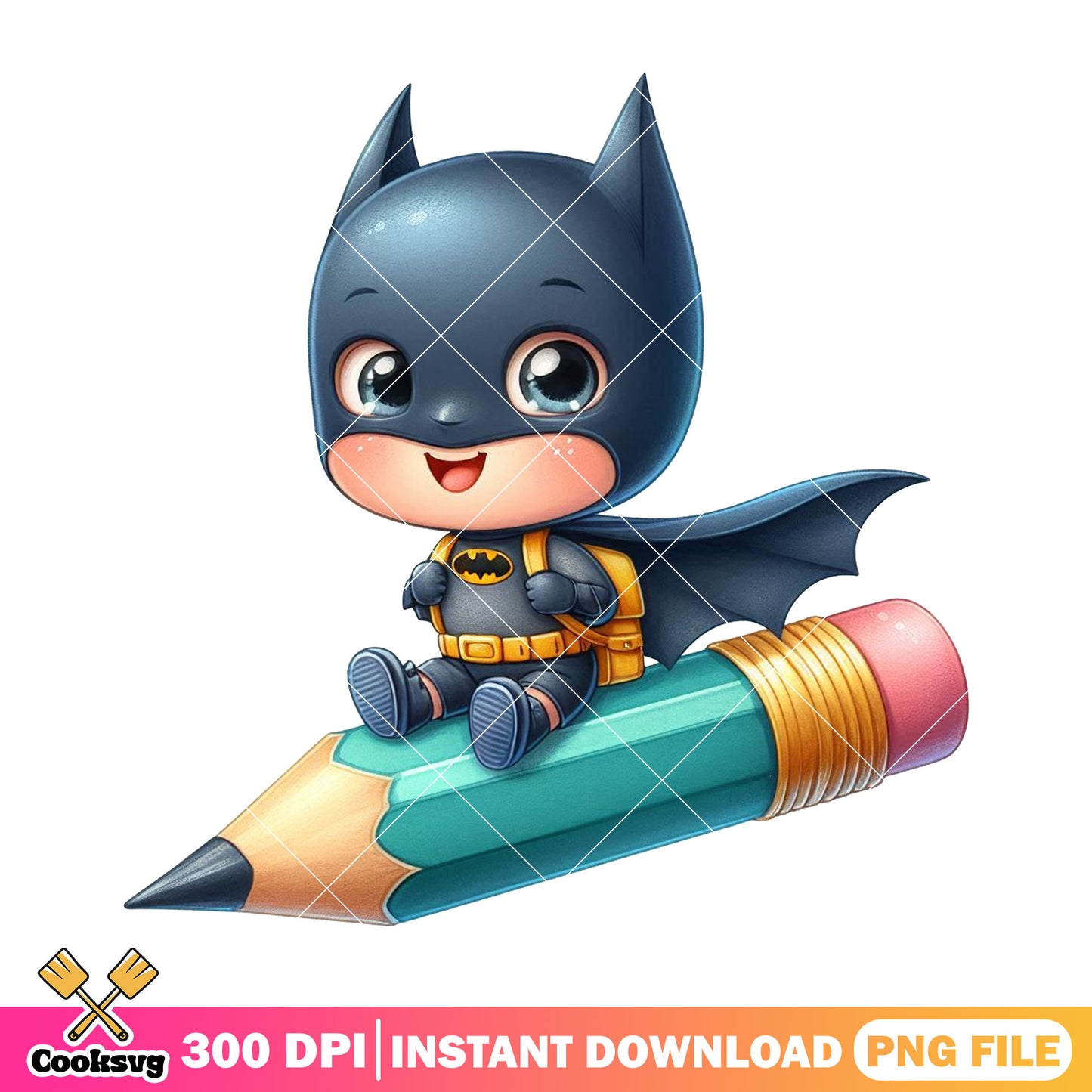 Batman dc big pencil png, cute batman png, back to school idea png
