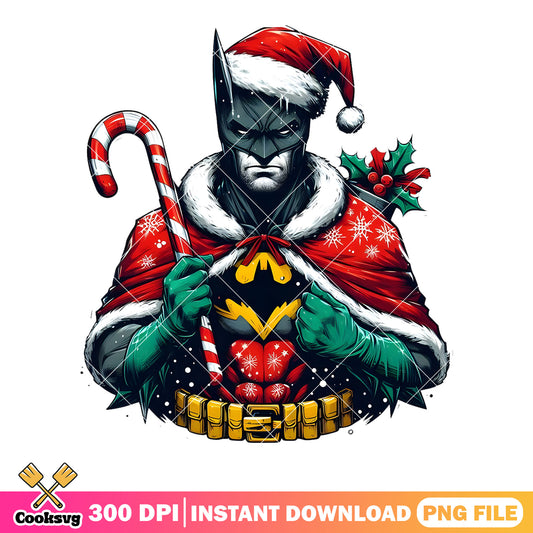 Batman for christmas png, super batman costume png, batman cane png