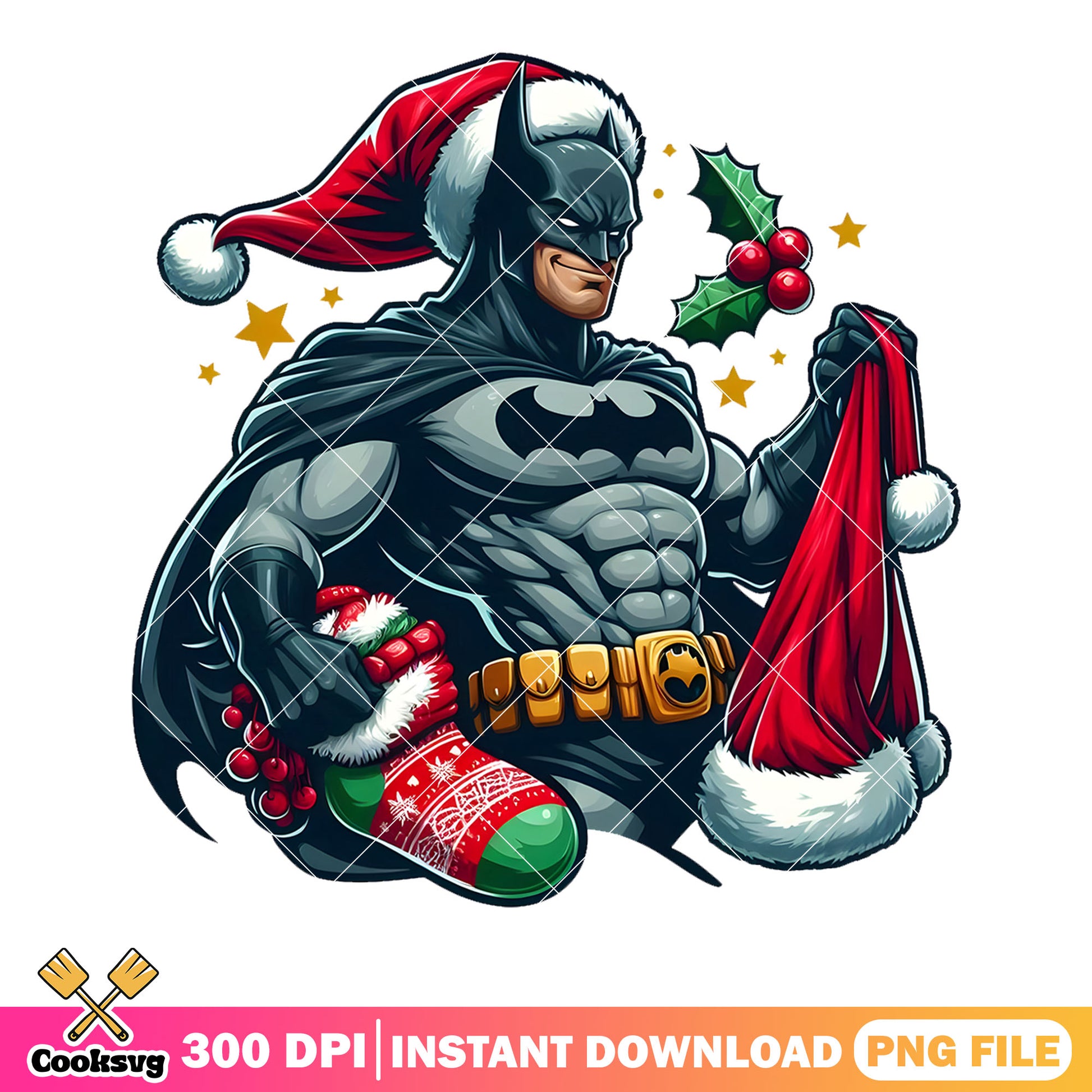 Batman merry christmas​ png, batman holly png, stocking hat santa png