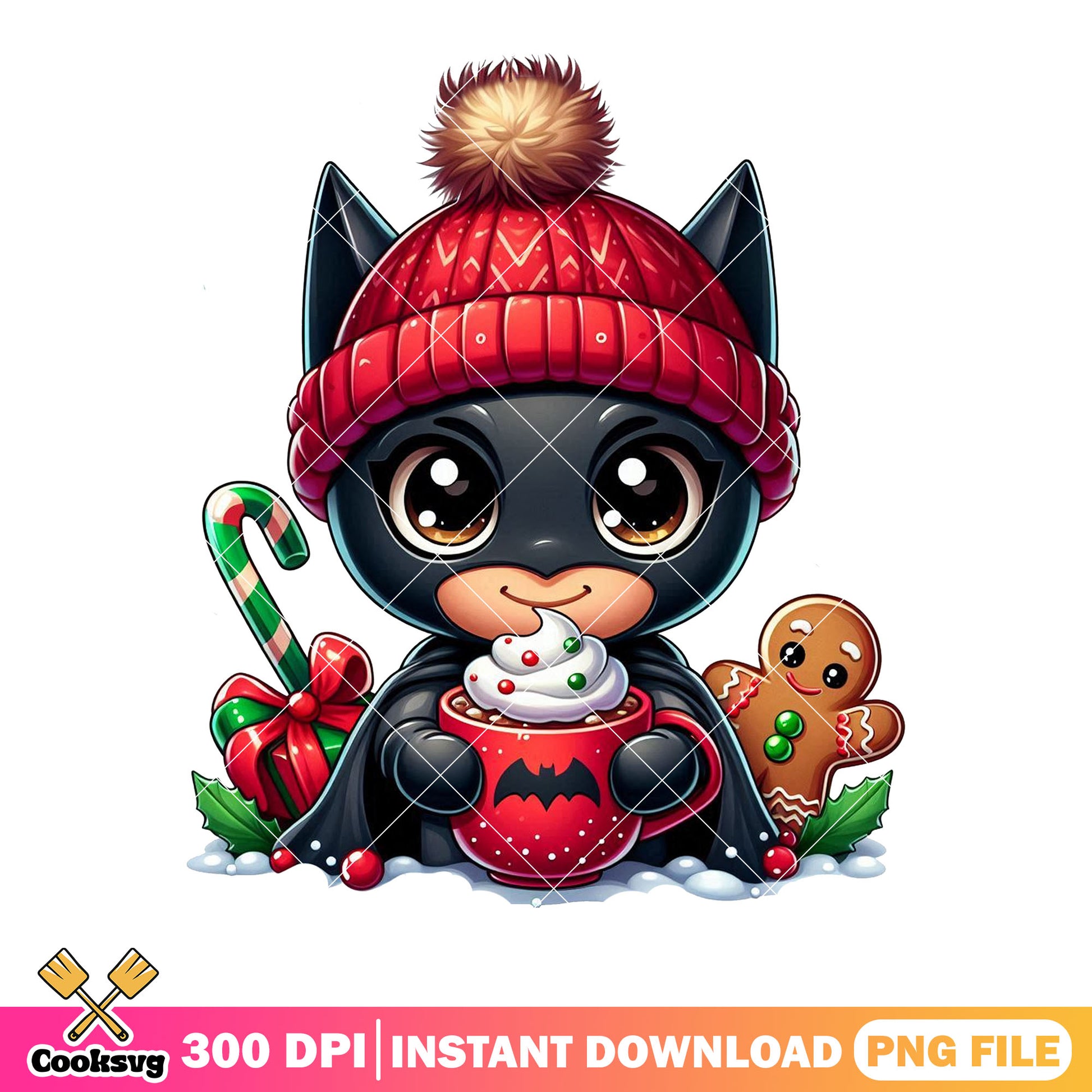 Batman with the joker​ png, batman candy cane png, batman chibi png