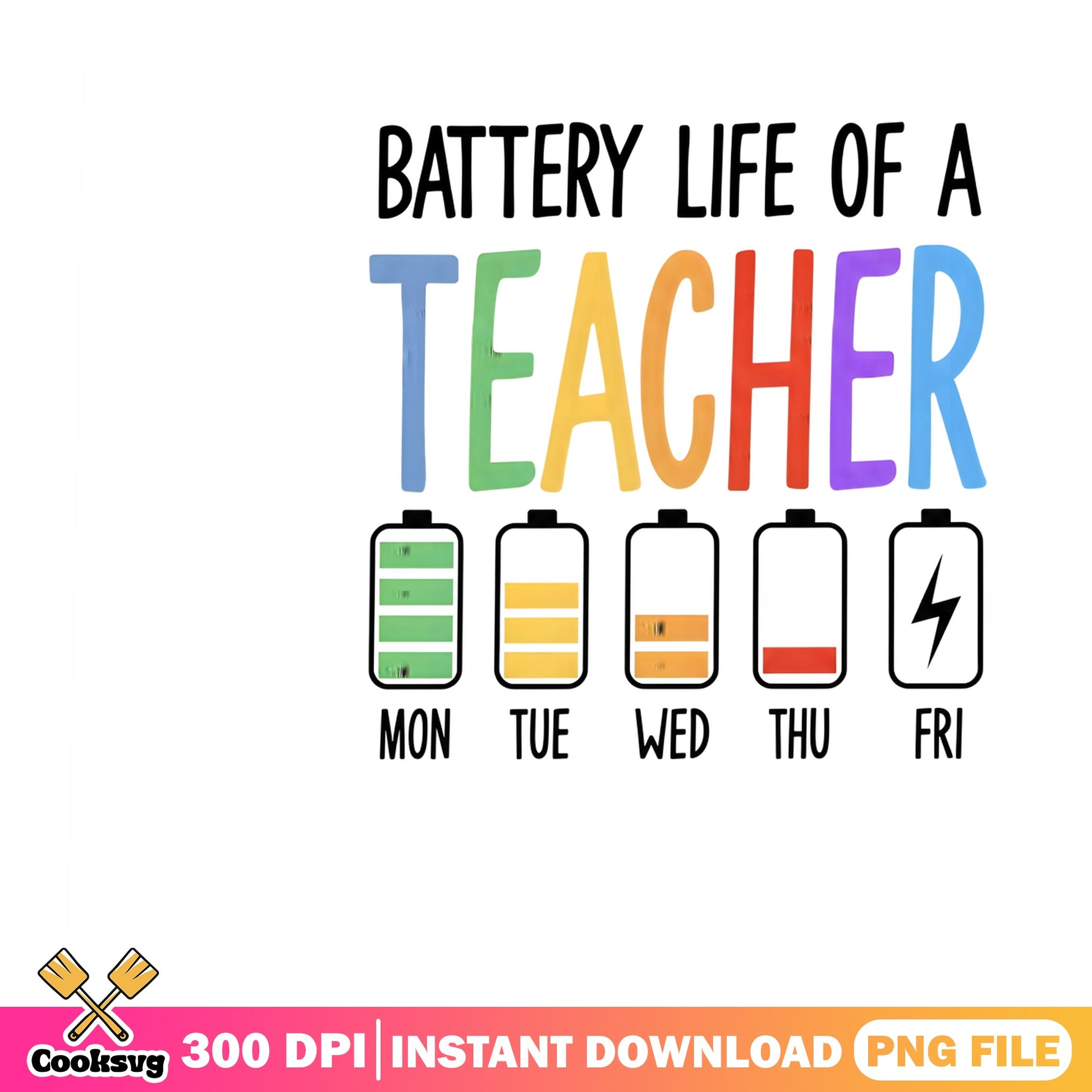 Battery Life Of A Teacher PNG, Funny Teacher PNG, Teacher Gift PNG