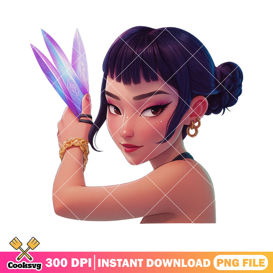 Battle charming zoey png, huntrix kpop png, zoey kpop png