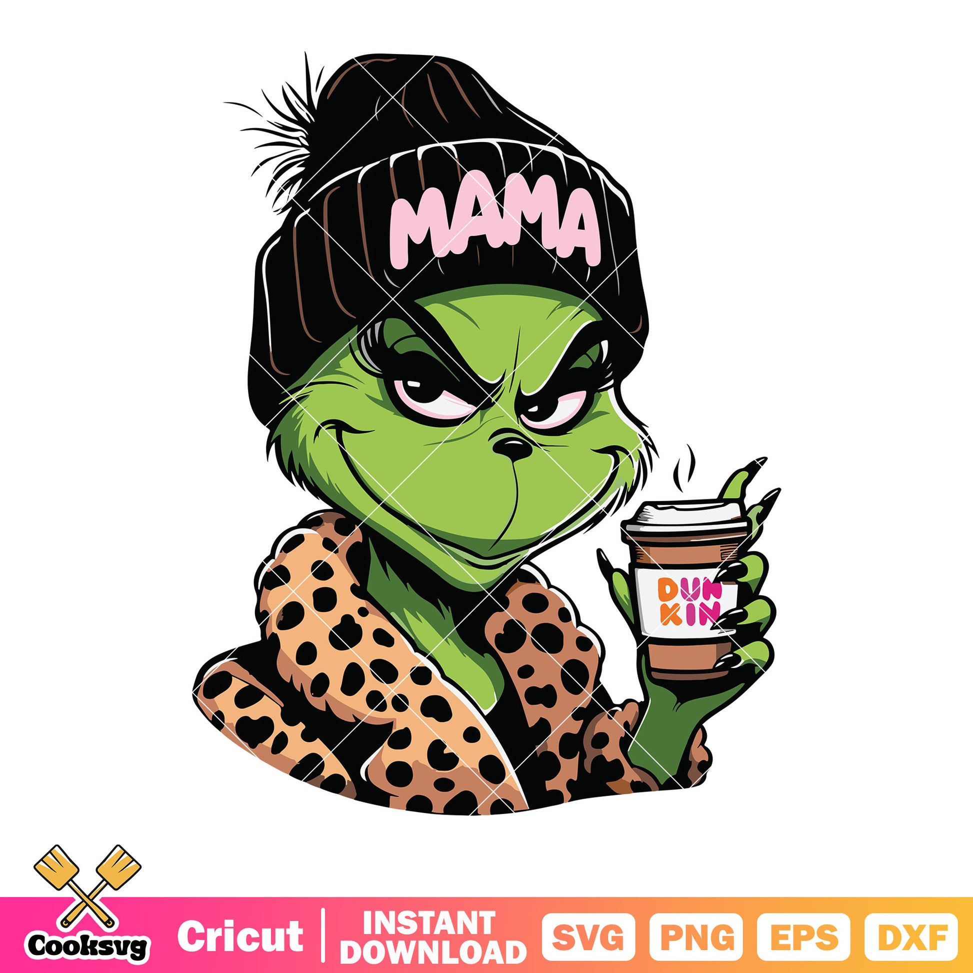 Beanie mama svg, female grinch costume svg, hot chocolate svg
