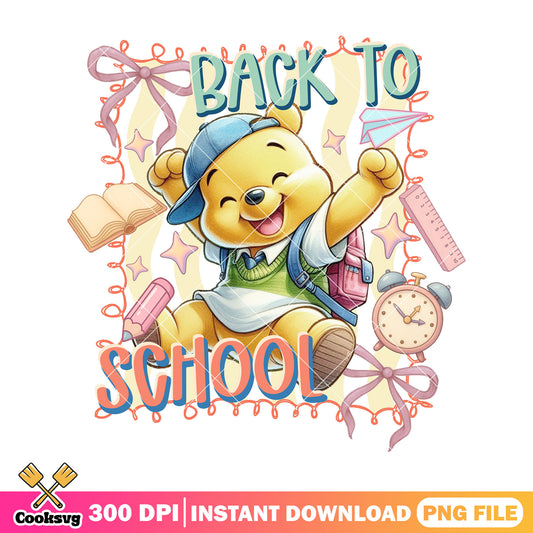 Bear back to school png, cute bear png, back to school art png