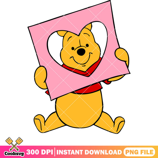 Bear pooh love valentine png, pooh valentine png, winnie the pooh png