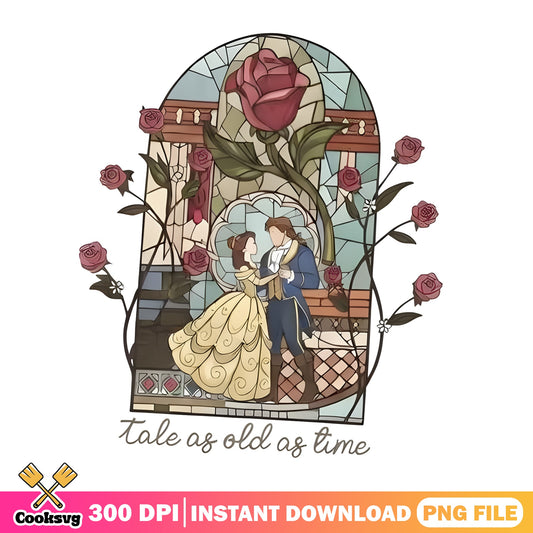 Beauty And The Beast Stained Glass PNG, Disney Princess PNG, Belle PNG