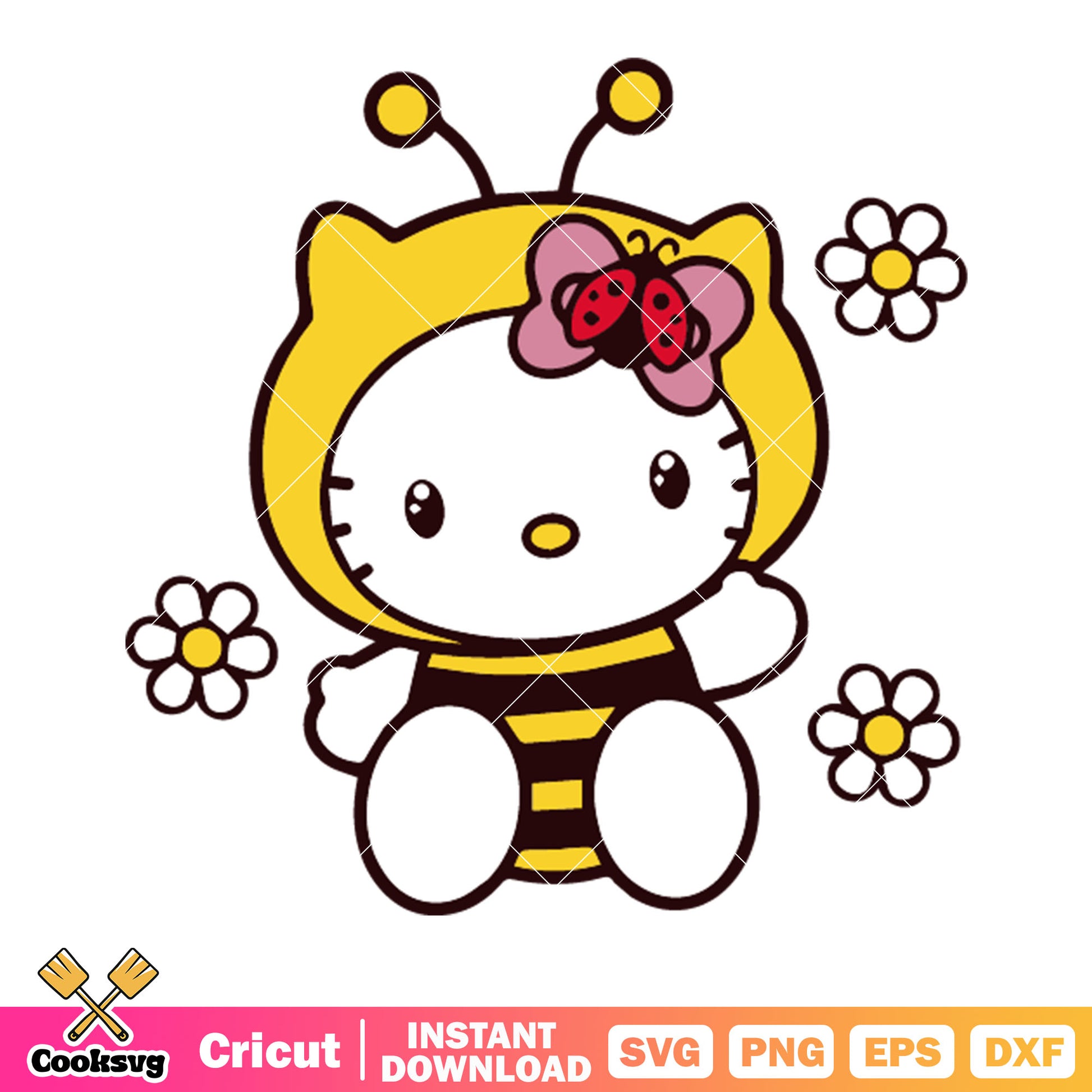 Bee costume hello kitty svg,​ daisy flower svg, ladybird svg