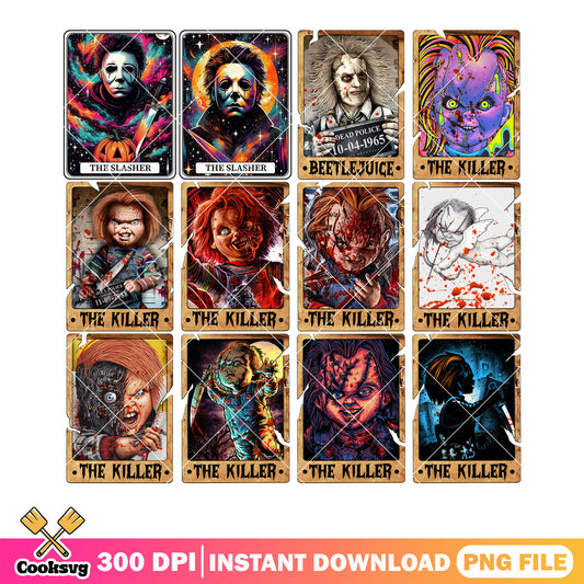 Beetlejuice and the slasher png bundle, ​micheal myers png, full moon png