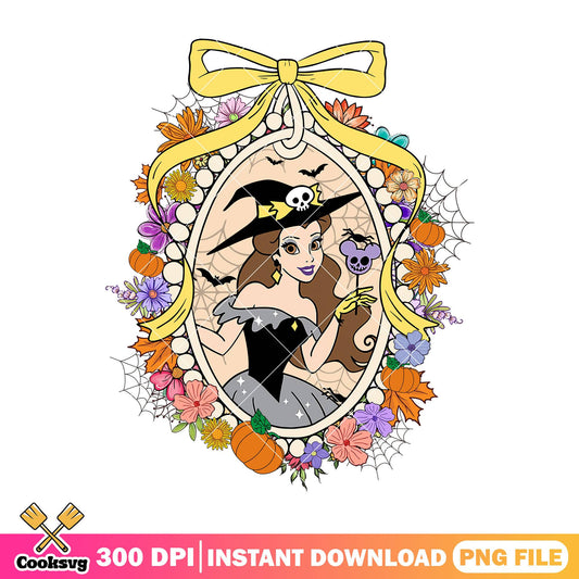 Belle cosplay witch design png, belle cute png, halloween belle png